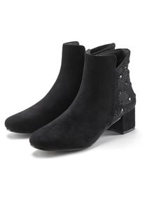 Lascana, Unisex, Lascana Stiefelette mit raffiniertem Detail und Blockabsatz, kurzer Stiefel VEGAN, schwarz, glitzer, 42, Mit komfortablen Blockabsatz