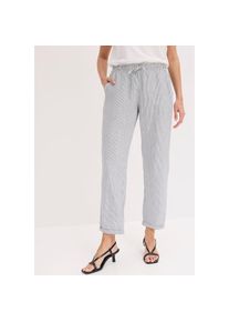 bonprix, Unisex, bonprix Leinenhose aus Leinen und Lyocell, mit Elastik-B&uuml;ndchen, Regular Fit, blau, wei&szlig; gestreift, 38, N-Gr, Angenehmes Tragegef&uuml;hl 