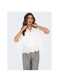 Only, Unisex, Only Spitzenbluse &raquo;ONLVALAIS S/S SHIRT WVN NOOS&laquo; Baumwolle, loose fit, cloud dancer, S, Bestickte Bluse von Only