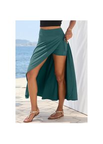 Lascana, Unisex, Lascana Maxirock &raquo;mit integrierter Shorts und kleiner Tasche&laquo; langer Strandrock, luftiger Sommerrock mit Shorts, Jerseyrock, petrol, 