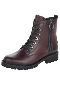 Remonte, Unisex, Schn&uuml;rstiefelette Blockabsatz, Stiefelette, Schn&uuml;rboots, im modischen Used Look, dunkelrot, 43, Modischer Schn&uuml;rboots mit zwei 