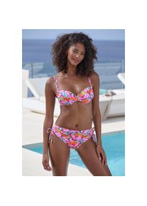 Vivance By Lascana, Unisex, Vivance by Lascana B&uuml;gel-Bikini mit farbenfrohem Bl&auml;tterdruck, lila bedruckt, 44, Cup C, Bikini mit farbenfrohem 