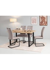 Hela, Hela Essgruppe &raquo;GISELLE Esszimmer, Essgruppe, Sitzgruppe&laquo; Set, 5er Set, Tisch plus 4 St&uuml;hle, 5 Stk. tlg. Esstisch U-Gestell Metall, Tischplatte 
