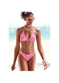 Vivance, Unisex, Bikini-Hose &raquo;Leni&laquo; mit gelaserter Wellenkante, neonpink, wei&szlig;, 38, N-Gr, Modischer Bl&uuml;mchen-Druck