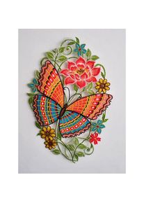 Stickereien Plauen, Fensterbild &raquo;Schmetterling&laquo; Hakenaufh&auml;ngung, bunt, Polyester