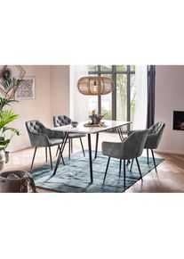 Hela, Hela Essgruppe &raquo;Jenn&laquo; 5 Stk. tlg. Tisch Hochglanz, 4 St&uuml;hle BESTSELLER, Esszimmer Gruppe, hellgrau, schwarz, 100% Polyester