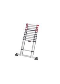 Hailo, Anlegeleiter &raquo;T80 Flexline 320 11 Stufen&laquo; Aluminium Sicherheits-Teleskopleiter, silberfarben, rot, schwarz, Aluminium