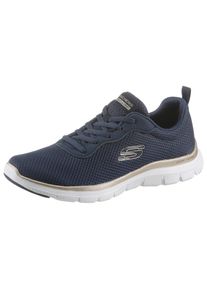 Skechers, Unisex, Sneaker &raquo;FLEX APPEAL 4.0 BRILLINAT VIEW&laquo; Freizeitschuh, Halbschuh, Schn&uuml;rschuh mit Air Cooled Memory Foam, navy, goldfarben, 35, 