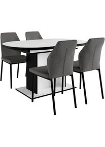 Goodproduct, GOODproduct Essgruppe &raquo;Basel, Tischgruppe mit 4 St&uuml;hlen, Esstisch ausziehbar 140 - 180 cm&laquo; Set, Otto's DAUERTIEFPREIS, 5 Stk. tlg. 
