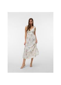 V&eacute;ro Moda Vero Moda, Unisex, Maxikleid &raquo;VMDICTHE SL FRILL ANKLE DRESS WVN GA&laquo; Baumwolle, regular fit, snow wei&szlig; aop:wendy, L, N-Gr, Kn&ouml;chellanges Kleid von Vero