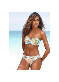 Sunseeker, Unisex, B&uuml;gel-Bandeau-Bikini &raquo;Allis&laquo; mit Bl&auml;tterdruck, wei&szlig;, gelb, 44, Cup E, Mit abstraktem Print
