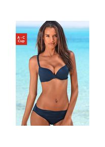 s.Oliver, Unisex, s.Oliver Push-Up-Bikini mit Zierring an der Hose, dunkelblau, 38, Cup C, Mit silbernen Accessoires an der Hose