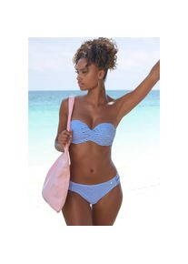 s.Oliver, Unisex, s.Oliver B&uuml;gel-Bandeau-Bikini in getwisteter Optik, hellblau, wei&szlig;, 36, Cup B, Maritimes Streifendesign