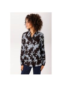 Aniston Casual, Unisex, Aniston CASUAL Hemdbluse mit grossfl&auml;chigen Bl&auml;ttern bedruckt - NEUE KOLLEKTION, hellblau, braun, schwarz, 38, Bluse aus weich