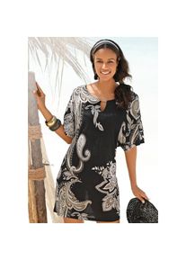 Lascana, Unisex, Lascana Jerseykleid mit Zierdetail am Ausschnitt, sommerliches Tunikakleid, Strandkleid, bedruckt, 44/46, N-Gr, Gemustertes 