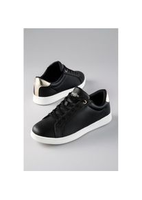 Aniston Shoes, Unisex, Aniston SHOES Sneaker Schn&uuml;rschuh, Freizeitschuh mit Metallic-Akzent, schwarz, goldfarben, 37, Fashy Sneaker mit 
