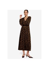 Zero, Unisex, Maxikleid Ohne Taschen Gemustertes Maxikleid mit V-Ausschnitt, braun, schwarz, 38, N-Gr, Maxikleid von Zero