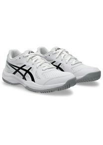asics, Unisex, Hallenschuh &raquo;UPCOURT 6 GS&laquo; geeignet f&uuml;r Handball&Volleyball, Indoorschuh, nicht abf&auml;rbende Sohle, wei&szlig;, schwarz, 35, Bequemer 