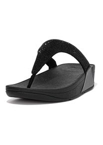 fitflop, Unisex, Dianette &raquo;LULU CRYSTAL EMBELLISHED TOE-POST SANDALS - HOTFIX&laquo; Keilabsatz, Sommerschuh, Zehentrenner mit weichem Zehensteg, schwarz, 