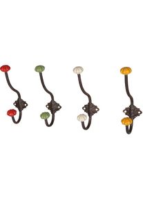AMBIENTE HAUS, Garderobenhaken &raquo;Haken mit Keramik - rot 23cm&laquo;, antikbraun, rot, Eisen, B/H/T: 5 cm x 23 cm x 8 cm