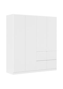 Xora Kleiderschrank , Weiss , Holzwerkstoff , 2 F&auml;cher , 4 Schublade(n) Schubladen , 181x197x54 cm , Blauer Engel, BQ - B&uuml;ndnis f&uuml;r Qualit&auml;t, Made in Germany , In verschiedenen Gr&ouml;ssen erh&auml;ltlich, in verschiedenen Holzdekoren erh&auml;ltlich , Schlafzimmer, Komplette Schlafzimmer und Serien, Schlafzimmerserien