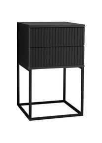 Livetastic Nachttisch , Graphitfarben, Schwarz , Metall, Holzwerkstoff , 2 Schublade(n) Schubladen , 40x65x38.5 cm , Schlafzimmer, Nachttische