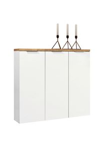 Xora Schuhschrank , Weiss, Eichefarben , Kunststoff , 10 F&auml;cher , 120x115x34 cm , Beim&ouml;bel erh&auml;ltlich , Garderobe, Schuhaufbewahrung, Schuhschr&auml;nke