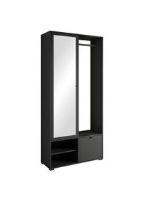P & B Garderobe , Schwarz , Holzwerkstoff , 90x190x33 cm , FSC , Garderobe, Garderobensets & -serien, Garderoben-Set