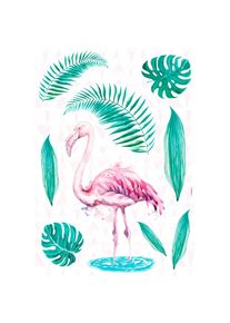 Komar, Wandtattoo &raquo;Flamingo - Gr&ouml;sse 50 x 70 cm&laquo; selbstklebend, Wandsticker, gr&uuml;n, Folie, B/H/T: 50 cm x 70 cm