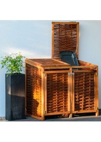 Dobar, Dobar M&uuml;lltonnenbox 2x120l, BxTxH: 125x80x115 cm, braun, dunkelbraun, Holzwerkstoff