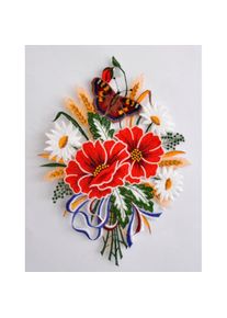 Stickereien Plauen, Fensterbild &raquo;Herbstblumenstrauss&laquo;, bunt, Polyester