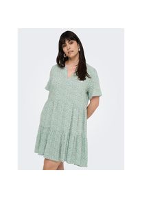 Only Carmakoma, Unisex, Only CARMAKOMA Minikleid &raquo;CARZALLY LIFE S/S THEA TUNIC DRESS NOOS&laquo; Sommerkleid, chinois gr&uuml;n aop:wei&szlig; leafs, 42, N-Gr, Kurzes 