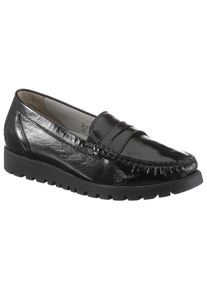 Waldl&auml;ufer Waldl&auml;ufer, Unisex, Mokassin &raquo;HEGLI&laquo; Slipper, Bequemschuh aus Lackleder, in komfortabler Schuhweite H, schwarz, 9,5 (44), Mit kleinen Stretcheins&auml;tzen