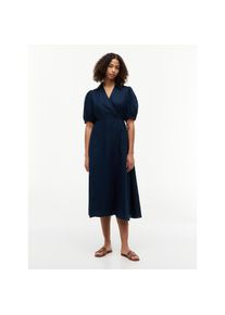 Tommy Hilfiger, Unisex, Wickelkleid &raquo;SUMR LINEN WRAP LNG MIDI DRS&laquo; Leinen, Bindeband, schwarz night navy, 42, N-Gr, Langes Wickelkleid von Tommy 