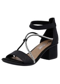 Rieker, Unisex, Sandalette Sommerschuh, Sandale, Blockabsatz, mit praktischem Klettverschluss, schwarz, 36, Sandalette in eleganter Form