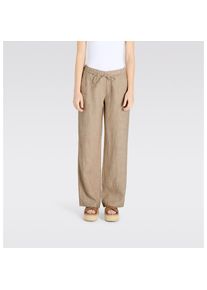 MAC, Unisex, MAC Leinenhose &raquo;CHIARA BELT&laquo; Sommerhose Wide Fit, mit geradem, weitem Bein, sanddrift melange, 42, L&auml;nge 30, Jump-in Hose von MAC