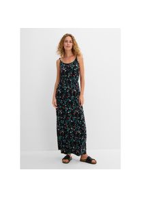 bonprix, Unisex, bonprix Maxikleid regular fit, ohne &Auml;rmel, aus Viskose und Elasthan, Maxikleid-L&auml;nge, schwarz gebl&uuml;mt, 44/46 (L), N-Gr, Bequemer 