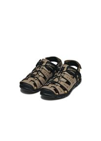 Geox, Unisex, Sandale &raquo;UOMO SANDAL STRADA C&laquo; , Sommerschuh, Klettschuh, Outdoorsandale, mit Lederfussbett, helltaupe, schwarz, 43, Outdoorsandale mit 