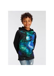 Kidsworld, Unisex, Kidsworld Kapuzenshirt &raquo;UNIVERSUM -Fotoprint&laquo; Langarm, Basic-Passform, mit trendigem Druck, aus Jerseystoff, schwarz, 176/182, 