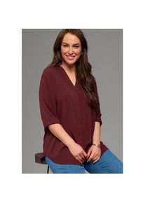Laura Scott Curve, Unisex, Laura Scott CURVE Longbluse &raquo;Grosse Gr&ouml;ssen&laquo; im Tunika Stil aus weicher Viskose, bordeaux, 42, Feminine Longbluse von Laura