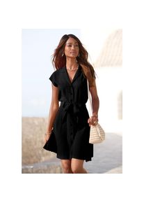 Lascana, Unisex, Lascana Hemdblusenkleid &raquo;aus leichter Webware mit Leinenanteil&laquo; Ohne Taschen Luftiges Sommerkleid, Webkleid, leichtes Strandkleid, 