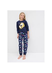 bonprix, Unisex, bonprix Pyjama Set, 2 bequeme Passform, aus Baumwolle, mit coolem Motiv, dunkelblau bedruckt, 128/134, Pyjama Set f&uuml;r angenehme 