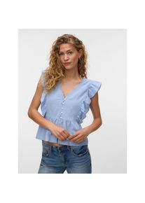 V&eacute;ro Moda Vero Moda, Unisex, R&uuml;schenbluse &raquo;VMVIDO SL TAPE TOP WVN&laquo; Baumwollmischung, brunnera blau, L, &Auml;rmellose Bluse von Vero Moda