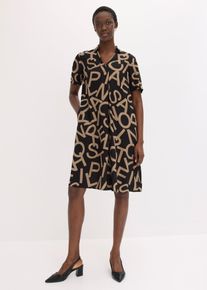 Kleid aus flie&szlig;ender Viskose in schwarz, Gr&ouml;sse 42, bonprix