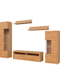 Goodproduct, GOODproduct Wohnwand &raquo;Ribe Set-5 St.&laquo; Set, 5 Stk. tlg., eiche teilmassiv, Holz teilmassiv, B/H/T: 240 cm cm x 180 cm cm x 35 cm cm