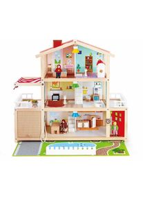 HAPE, Puppenhaus &raquo;Puppen-Villa&laquo; inkl. Puppenm&ouml;bel, bunt, Einheitsgr&ouml;&szlig;e, Puppenhaus