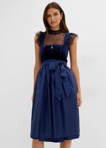 Dirndl midi avec velours (ens. 2 pces) en bleu, Taille 40, Couleur/Motif: bleu fonc&eacute;, bonprix