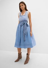 Dirndl midi avec velours (ens. 2 pces) en bleu, Taille 38, Couleur/Motif: bleu clair, bonprix