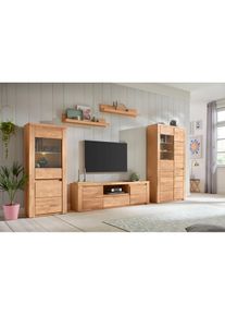Goodproduct, GOODproduct Wohnwand &raquo;BURANO 3-teilig, Lowboard mit Kabeldurchf&uuml;hrung, Breite 310cm&laquo; Set, 4 Stk. tlg., eiche teilmassiv, Holz teilmassiv