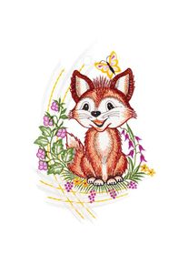 "W. Reuter & Sohn - Plauener Spitze, Fensterbild &raquo;Fensterbild ""Lustiger Fuchs"" farbig&laquo;, bunt, Polyester"